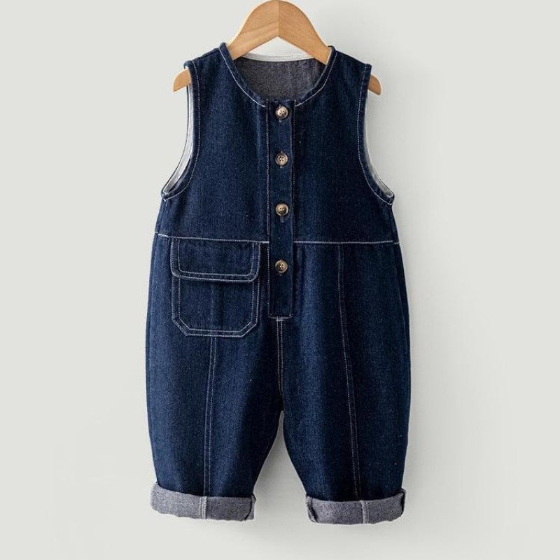Children'S Denim Overalls One-Year-Old Baby Jumpsuit Casual Boy'S Pants Girl'S Jumpsuit Baby Pants - Image 2