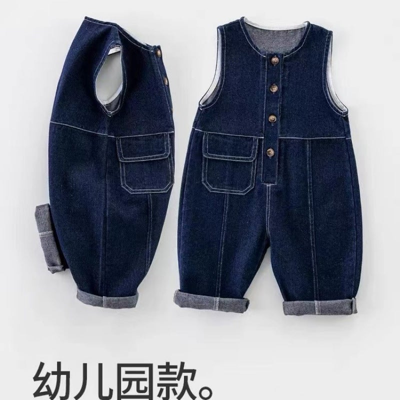Children'S Denim Overalls One-Year-Old Baby Jumpsuit Casual Boy'S Pants Girl'S Jumpsuit Baby Pants - Image 5