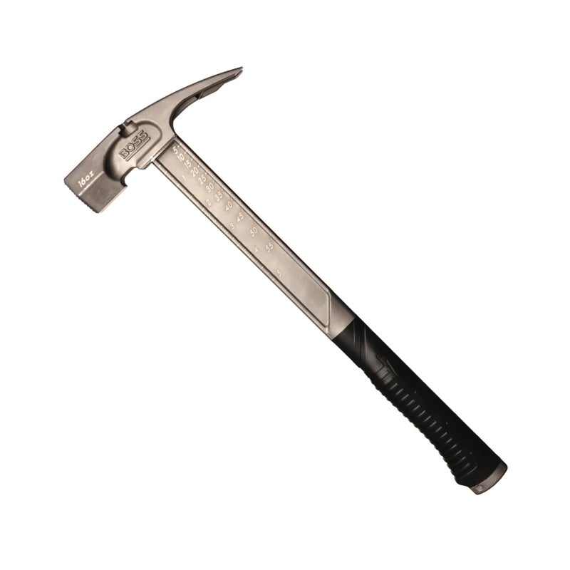 Boss Hammer 16 oz Pro Series Titanium Hammer with OverMolded NoSlip Rubber Grip Construction Grade Dual Side Nail Pullers Milled Face Made in the USA BH16TIM - Image 2