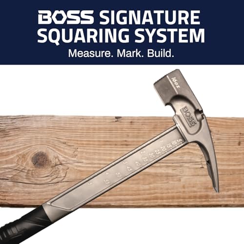 Boss Hammer 16 oz Pro Series Titanium Hammer with OverMolded NoSlip Rubber Grip Construction Grade Dual Side Nail Pullers Milled Face Made in the USA BH16TIM - Image 3