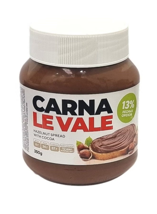  كارنا لو فال كارنا لو فالي كريم الشوكولاتة والبندق الصحي الممتاز – زبدة كاكاو وبندق ناعمة وكريمية | خالية من زيت النخيل | غنية بالبندق | عبوة 12 × 350 جم - Image 2