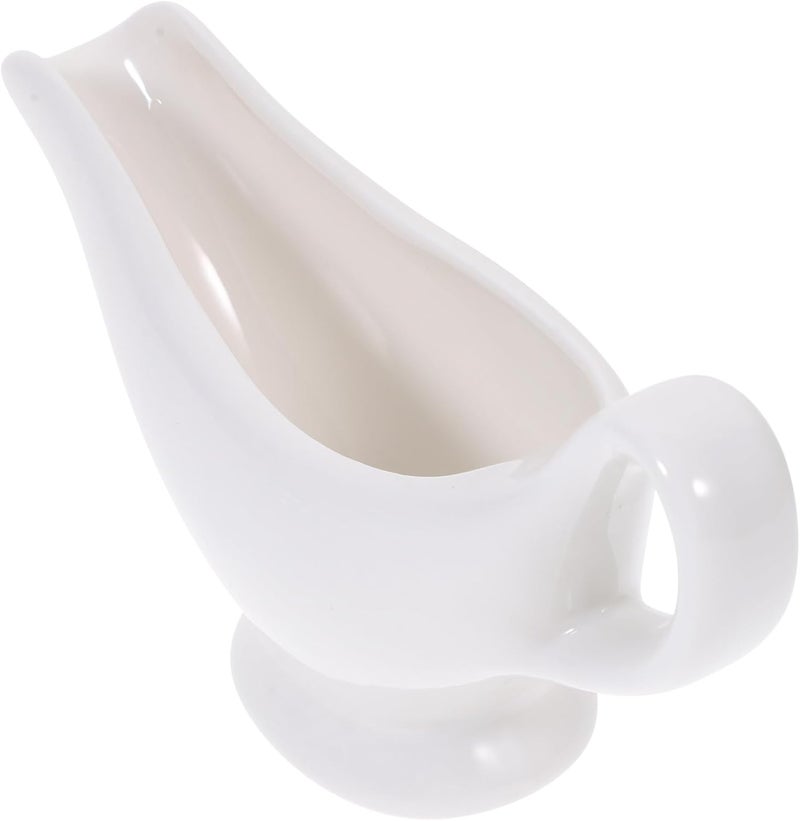 Ceramic Gravy Boat Small White Sauce Jug Kitchen Serving Container for Steak Salad Dressing and Seasoning Storage - Image 1