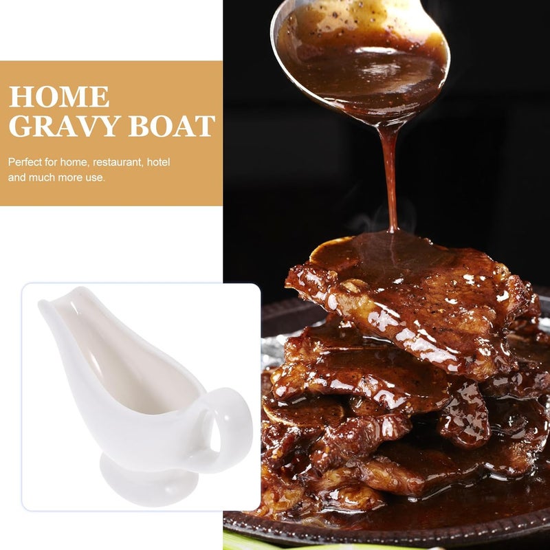 Ceramic Gravy Boat Small White Sauce Jug Kitchen Serving Container for Steak Salad Dressing and Seasoning Storage - Image 3