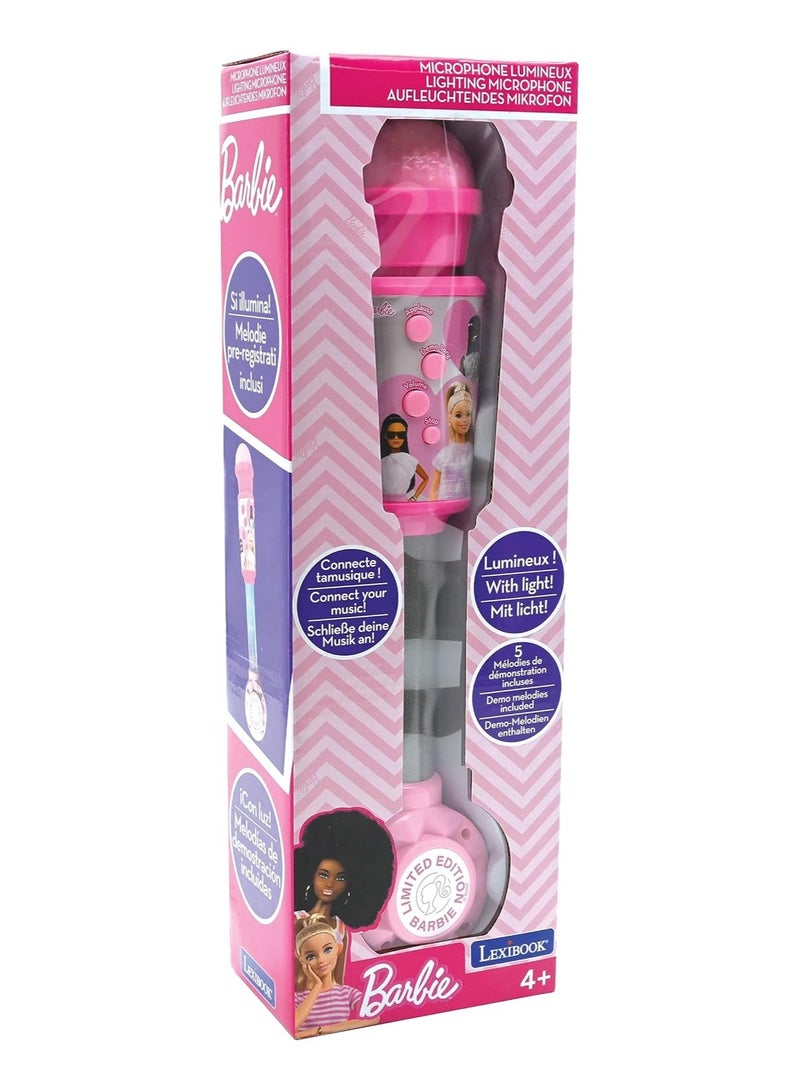 Lexibook Barbie Luminous Microphone | For Kids and Girls | Musical Toy | Built-in Speaker | Light Effects | Aux-in Socket | Pink  - Image 4