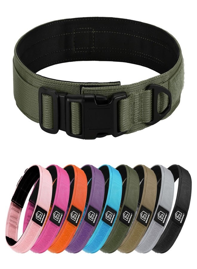 Glohoop Tactical Durable Dog Collar, Metal D-Ring, Adjustable Heavy Duty Dog Collar with Heavy Quick-Release Buckle for Medium Large Dogs (Green, M) - Image 1