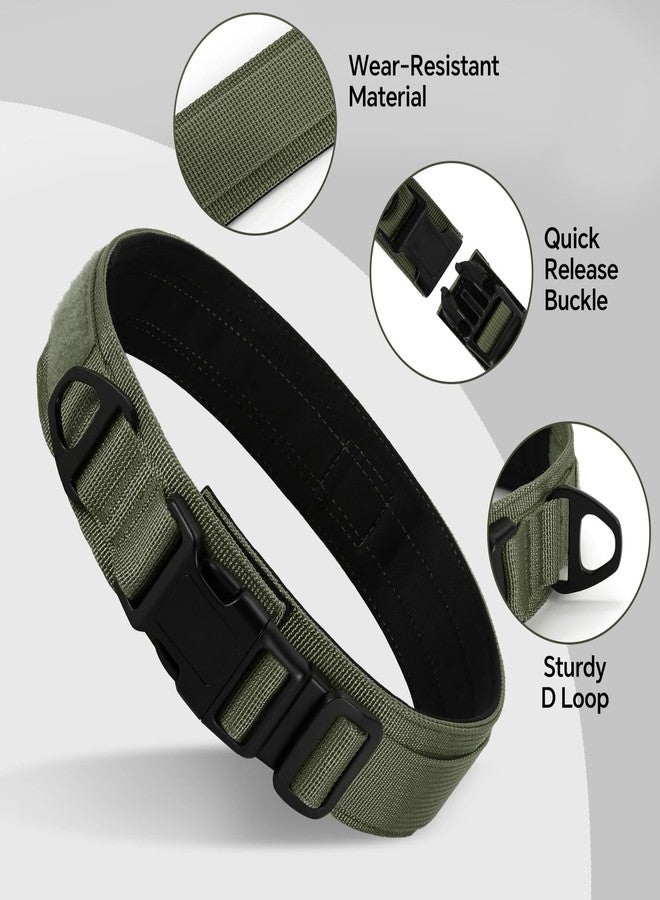 Glohoop Tactical Durable Dog Collar, Metal D-Ring, Adjustable Heavy Duty Dog Collar with Heavy Quick-Release Buckle for Medium Large Dogs (Green, M) - Image 3
