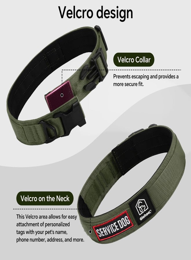 Glohoop Tactical Durable Dog Collar, Metal D-Ring, Adjustable Heavy Duty Dog Collar with Heavy Quick-Release Buckle for Medium Large Dogs (Green, M) - Image 5