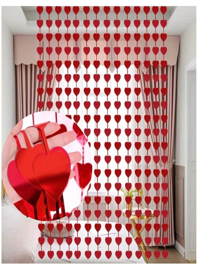 Red Hearts Foil Backdrop for Wedding Anniversary Birthday Valentine's Day Decoration - Image 1