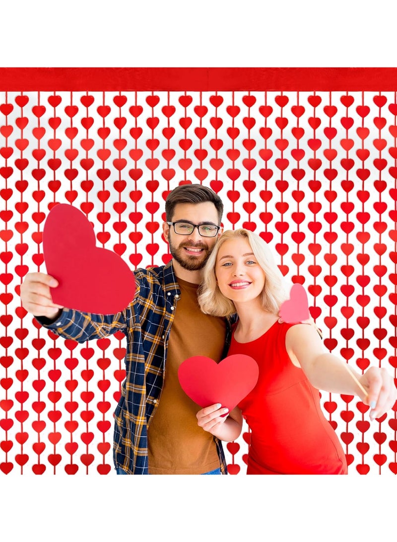 Red Hearts Foil Backdrop for Wedding Anniversary Birthday Valentine's Day Decoration - Image 4