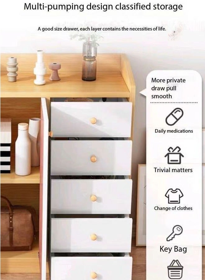 خزانة بوفيه جانبية مع مساحة تخزين، خزانة بار القهوة مع درج تخزين، حامل قهوة، خزانة جانبية مع طبقة قابلة للتعديل، خزانة تخزين المطبخ لغرفة الطعام، رف تخزين فرن الميكروويف - Image 4