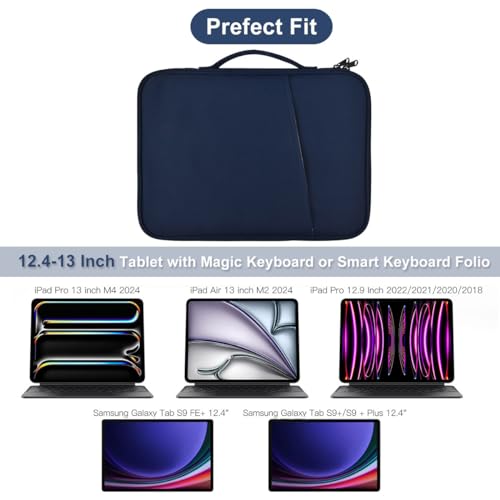 CASEDAO 12.9 Inch Tablet Carrying Bag for Samsung Galaxy Tab S9+ Plus/S8+/S7+ Plus/S7 FE 12.4" & 13 inch iPad Pro M5 M4, iPad Air M3 M2 2025 2024, Surface Pro 11 Snapdragon,10,9,8,X,7+,7,6,5 Sleeve Case-Blue - Image 3