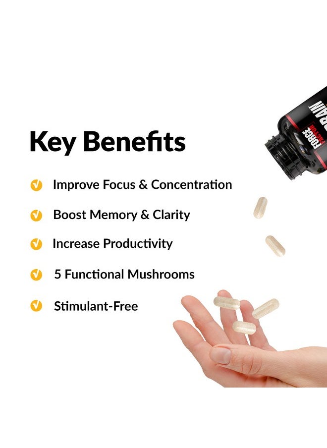 Force Factor - Forebrain Focus Brain Booster Brain Supplement To Boost Clarity & Concentration For Memory & Sharpness & Increase Productivity Nootropic Brain Support Supplement 60 Capsules Black (Ffs00923Fg) - Image 1