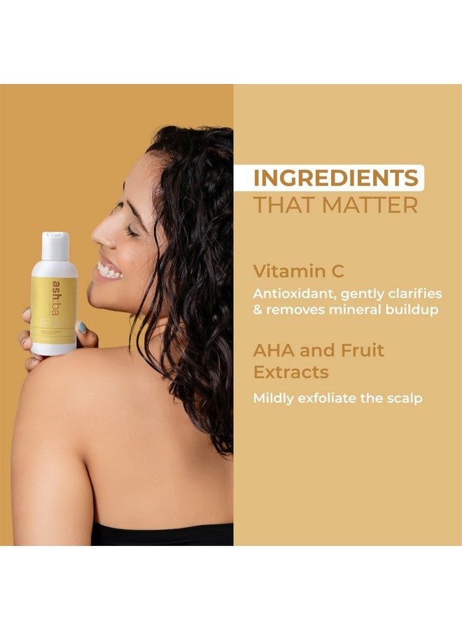 Ashba Botanics Clarifying Shampoo For Women & Men With Curly & Wavy Hair | Hard Water Expert To Deeply Cleanse, Remove Buildup & Exfoliate Scalp | With Vitamin C & Natural Ahas | Sulphate Free 100 Ml - Image 3