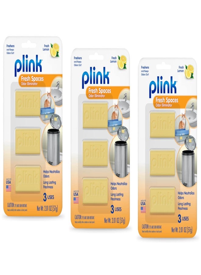 Plink Bin Fresh Odor Eliminator, Garbage Odor Eliminator, Small Spaces Air Freshener, Fresh Lemon, Last up to 30 Days, Pack of 3 - Image 1