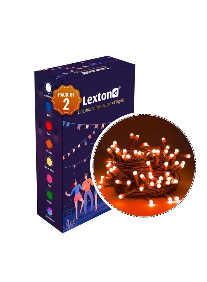 Lexton 40 LED Power Pixel Serial String/Fairy Light | Plug Sourced | Suitable for Home & Outdoor Decoration, Diwali, Christmas, Ramadan, Wedding, Party, Festival (Pack of 2, Orange) - Image 2
