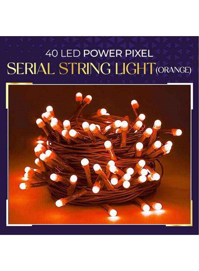 Lexton 40 LED Power Pixel Serial String/Fairy Light | Plug Sourced | Suitable for Home & Outdoor Decoration, Diwali, Christmas, Ramadan, Wedding, Party, Festival (Pack of 2, Orange) - Image 3