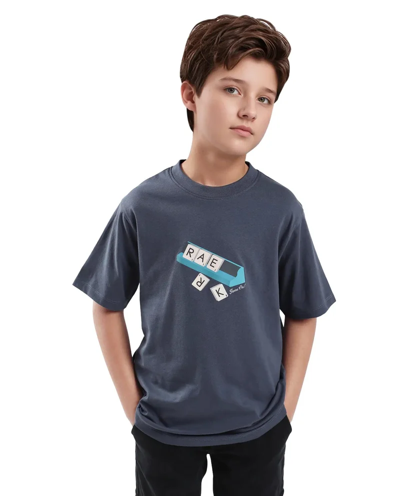 Rare Ones Rare Ones Kids Scrabl Dusky Purple Cotton Printed Slip-On Regular Fit T-Shirt