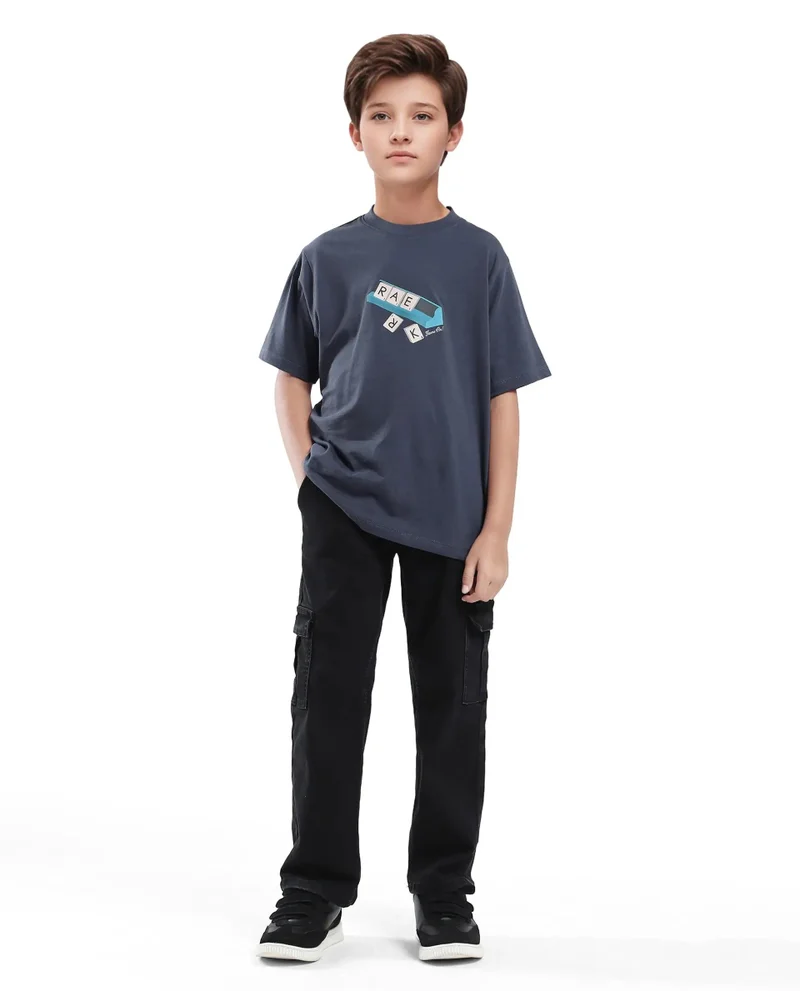 Rare Ones Rare Ones Kids Scrabl Dusky Purple Cotton Printed Slip-On Regular Fit T-Shirt