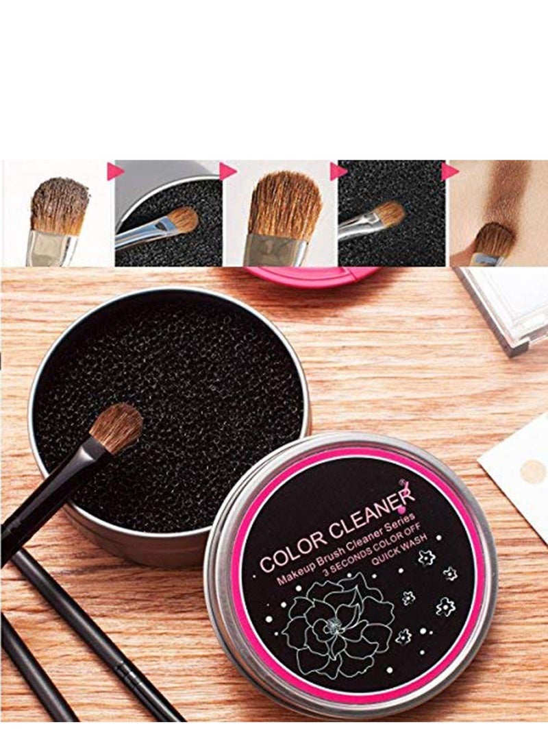 Makeup Brush Cleaner Set - 2 Pcs Quick Color Removal Sponge and Dry Cleaning Box for Eye Shadow and Blush - Image 5