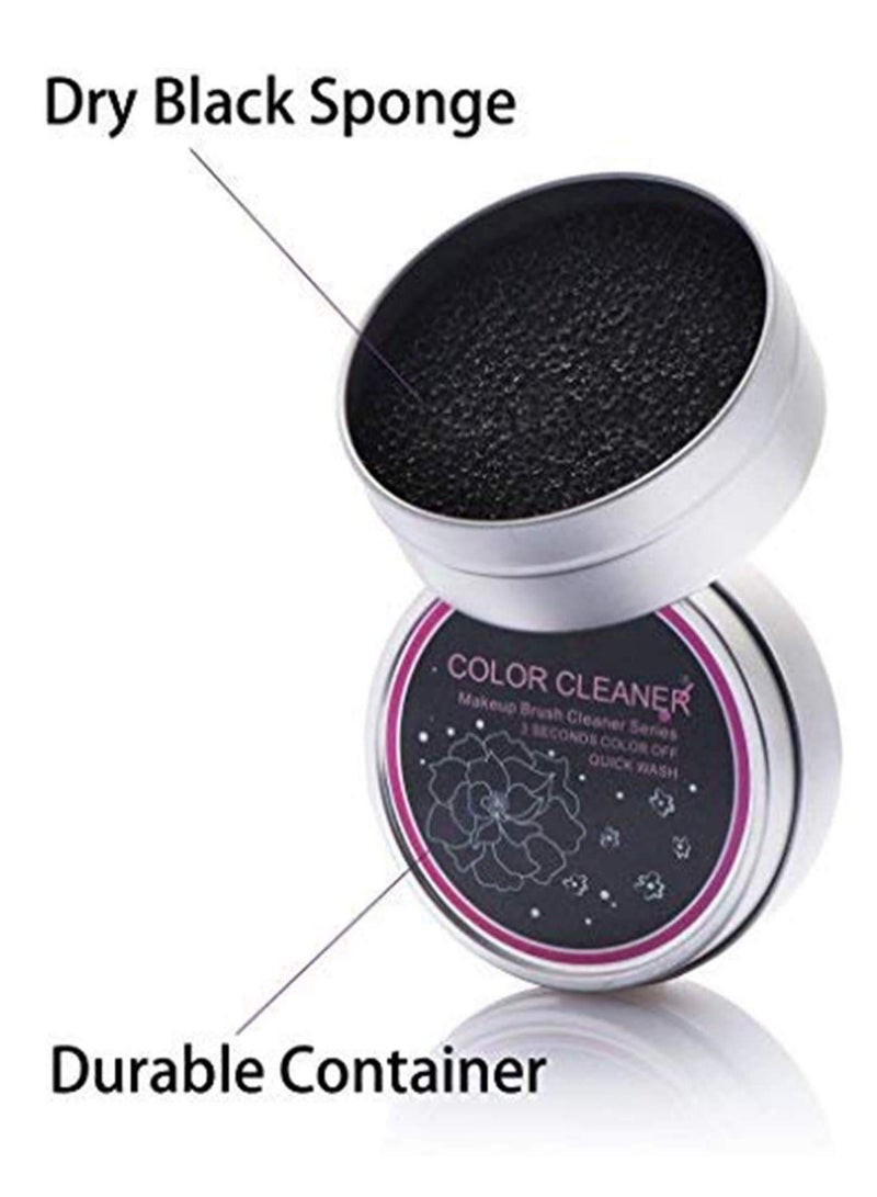 Makeup Brush Cleaner Set - 2 Pcs Quick Color Removal Sponge and Dry Cleaning Box for Eye Shadow and Blush - Image 3