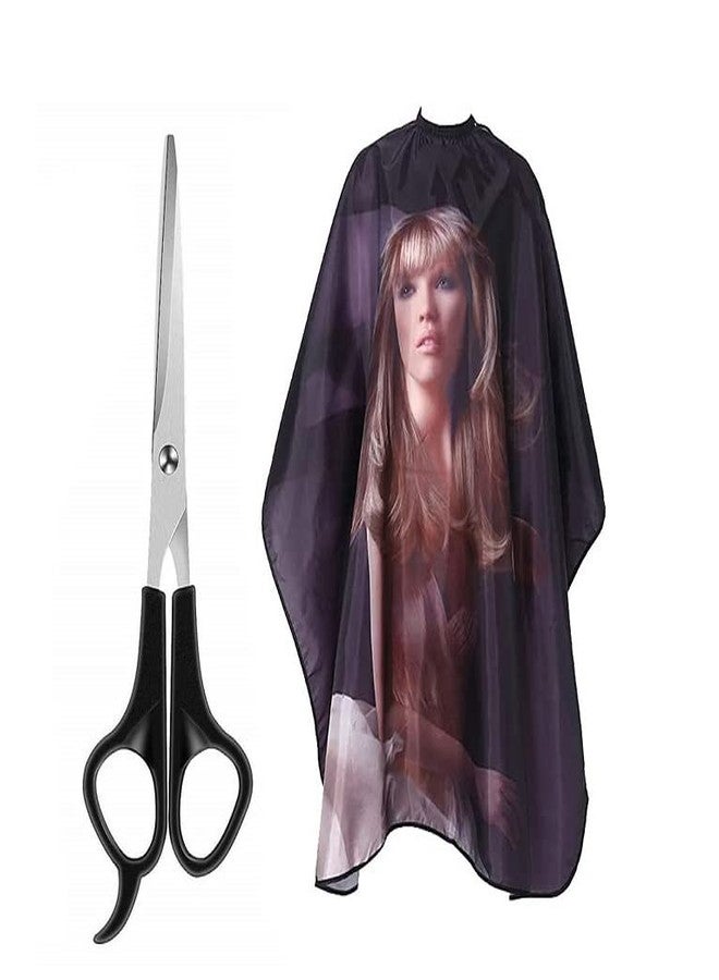 Utkarsh Pack Of Professional Hair Styling Scissors With Printed Hair Cutting Sheet Makeup Apron - Image 1