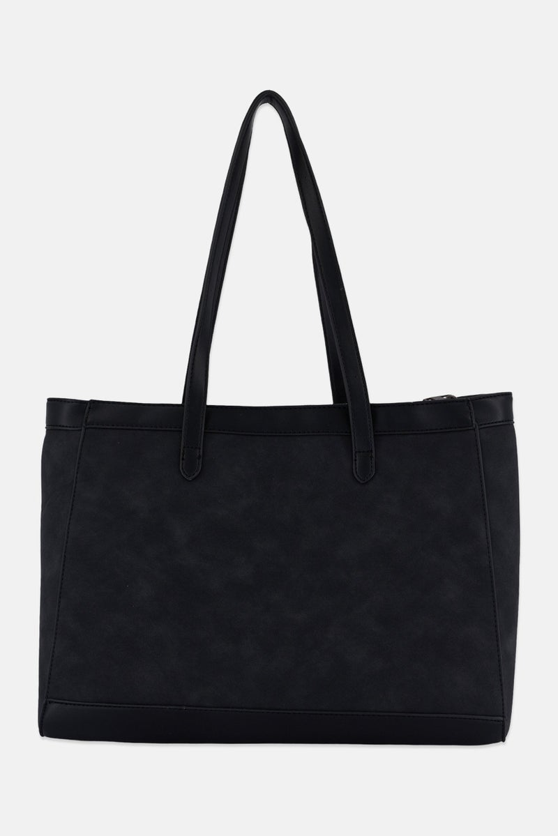 London Fog Women Brand Logo Tote Bag 30 H x 40 L x 13 W cm, Black  - Image 2