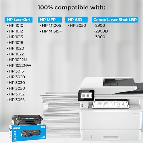 Foxin FTC 12A Laser Printer Toner Cartridge Compatible with HP 1020, M1005, 1018, 1010, 1012, 1015, 1022, 1022N, 1022NW, 3015, 3020, 3030, 3050, 3050Z, 3052, 3055, Canon LBP2900/2900B/3000 - Image 2