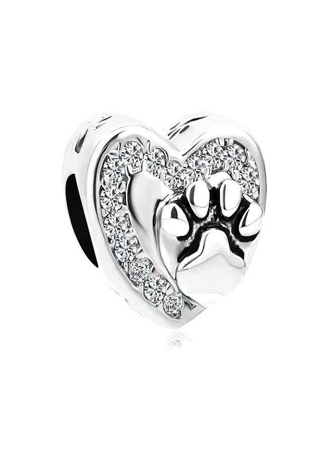 KunBead Women Love Heart Dog Paw Bead Charms Compatible with Pandora Bracelets - Image 1