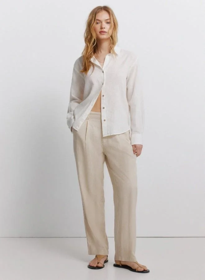 سبرينجفيلد قميص قطني مخطط من القمصان عادي، بأكمام طويلة بياقة وأزرار