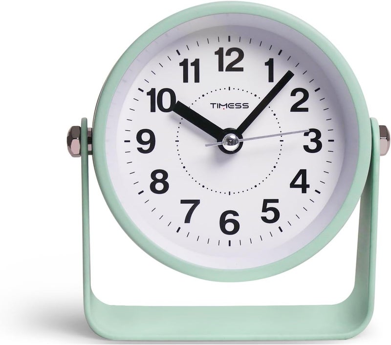 TIMESS Analog Alarm Clock, Silent Non-Ticking Quartz Movement, Battery-Operated with Snooze & On-Demand Light, Easy to Set Gentle Wake Bedside Desk Clock, Ideal for Home, Travel, Office (Green) - Image 2