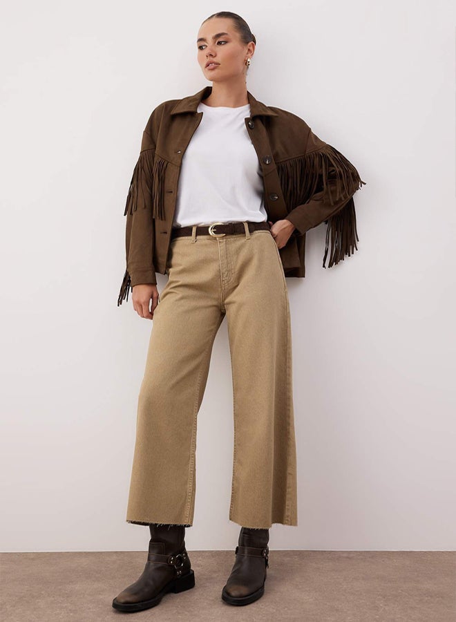 trendyol MidWaisted and WaistDetailed Regular Waist Culotte Jeans - Image 1