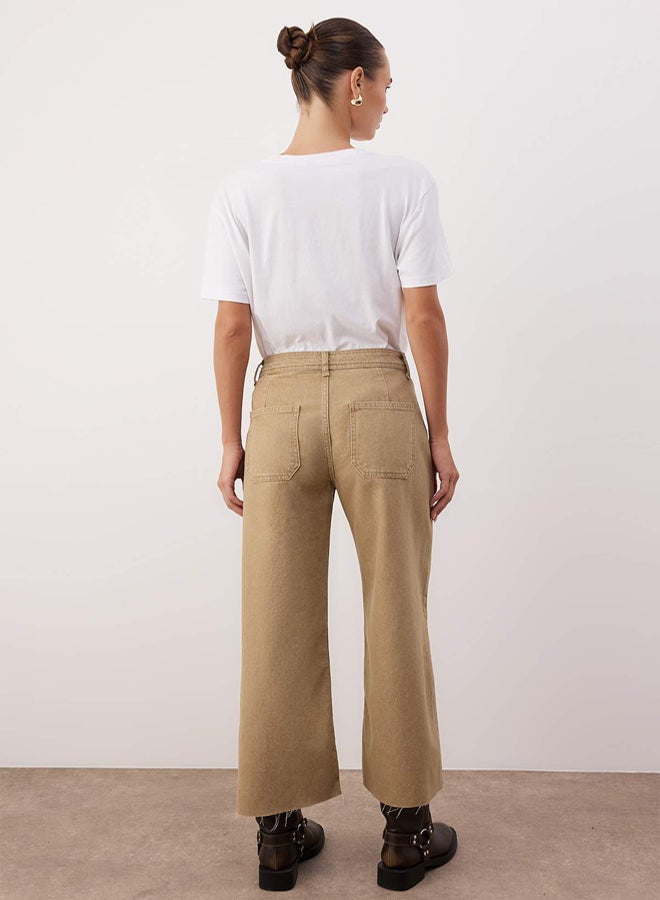 trendyol MidWaisted and WaistDetailed Regular Waist Culotte Jeans - Image 4