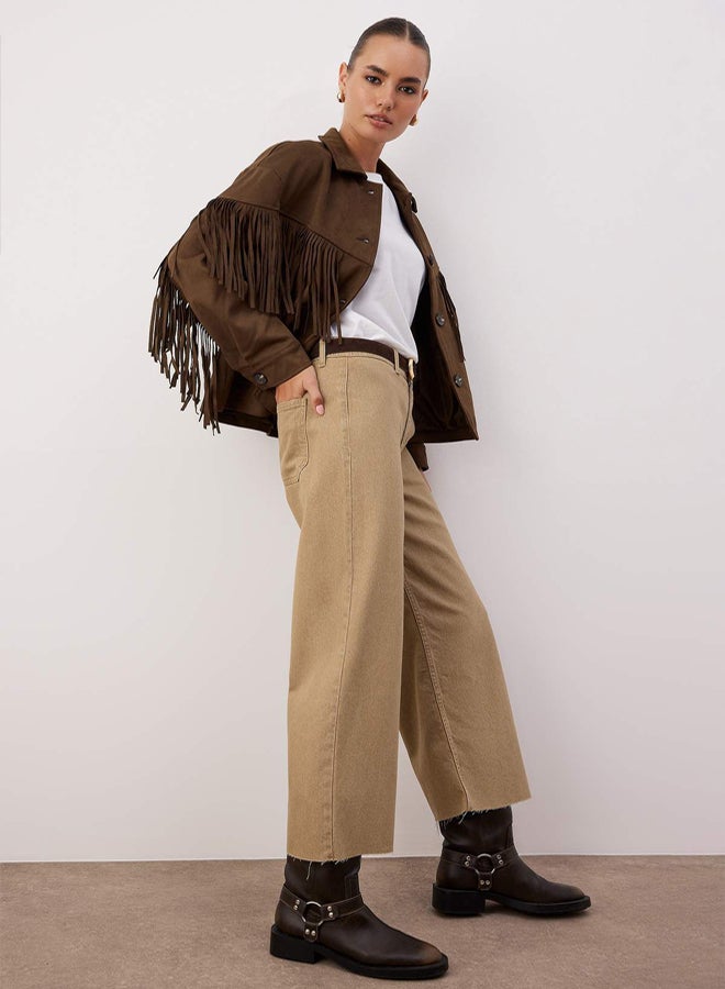 trendyol MidWaisted and WaistDetailed Regular Waist Culotte Jeans - Image 2