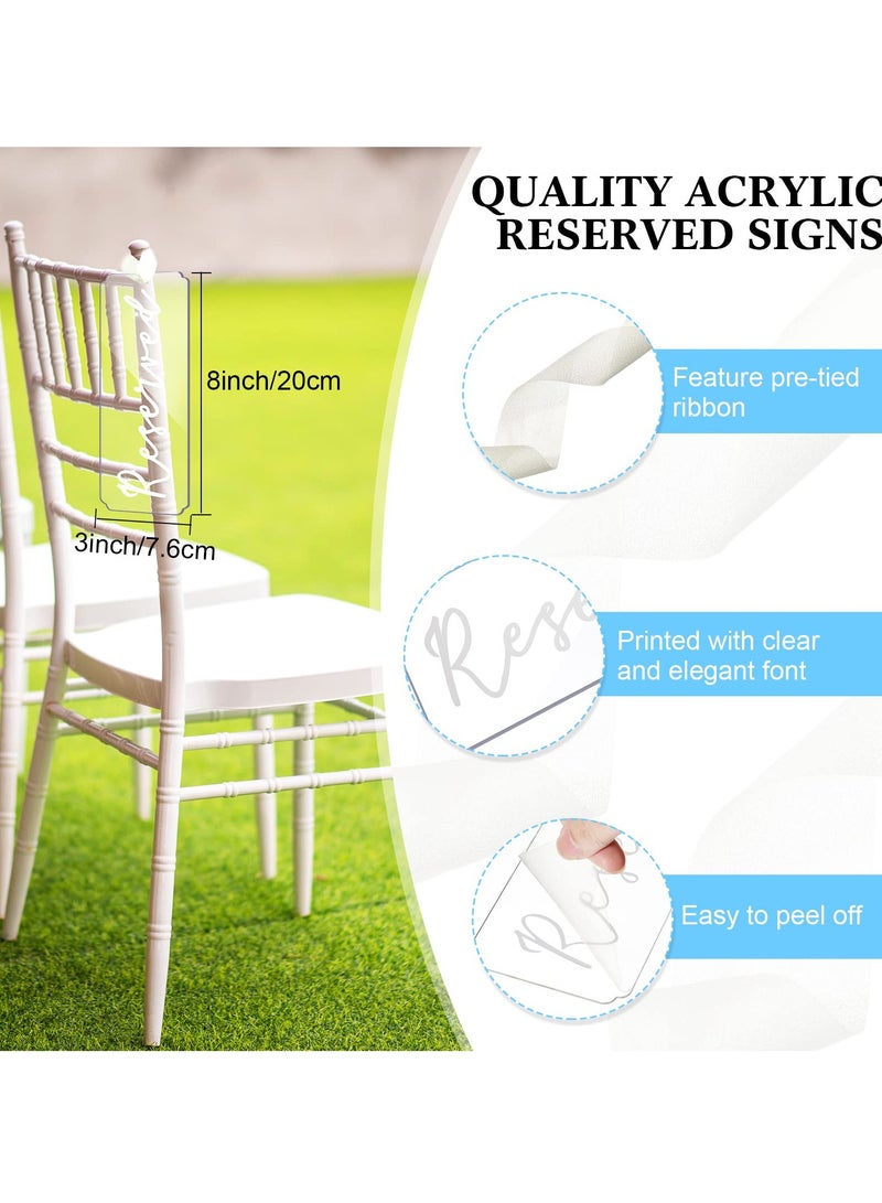 SYOSI 6 Pieces Reserved Signs for Wedding Chairs, Chair Placeholder Seating Signage Reserved Hanging Sign Acrylic Tag for Wedding Church Restaurant Office Party (White Lettering) - Image 5