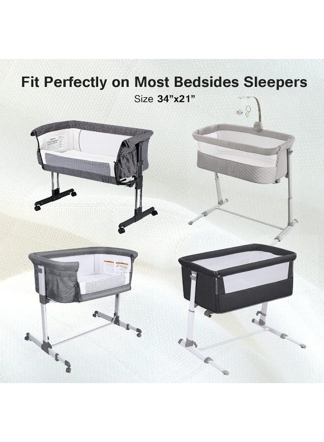 Coldwind Coldwind Muslin Bedside Sleeper Bassinet Sheets, 2 Pack, Soft Breathable Viscose Made from Bamboo, Grey, 34"x21"x5"  - Image 4