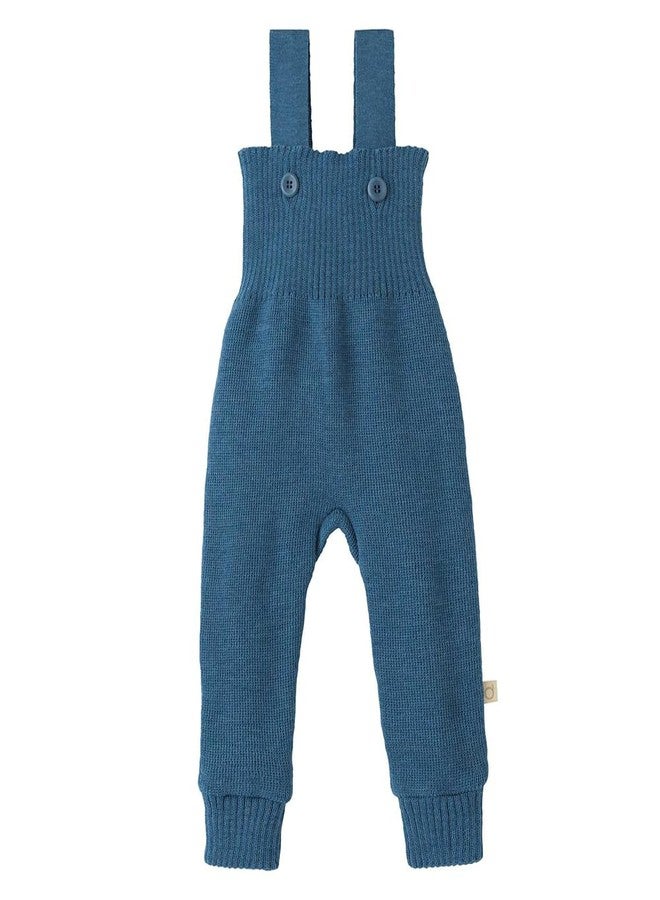 Ecoable Baby Merino Wool Pants, Organic Knit Overalls with Shoulder Straps | Warm Ribbed Trousers for Boys and Girls, Soft Winter Clothing (EU 86-92, Dove Blue) - Image 1
