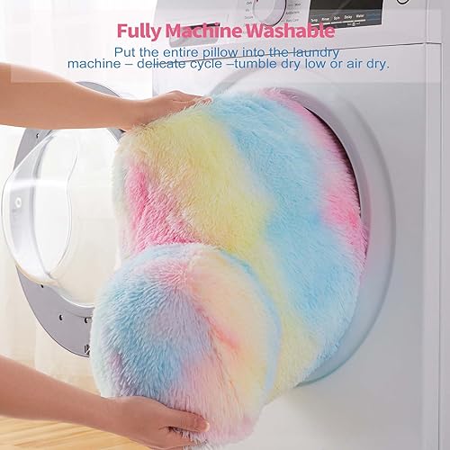 Jillche Bed Fluffy Fur Reading Pillow for Adults & Kids Unisize, Stylish College Essentials for Girl, Fuzzy Back Pillow for Sitting in Bed, Adorable Gift for Teens, Bed Rest Sit Up Arm Support Pillow - Image 5