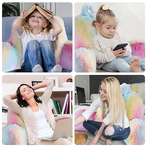 Jillche Bed Fluffy Fur Reading Pillow for Adults & Kids Unisize, Stylish College Essentials for Girl, Fuzzy Back Pillow for Sitting in Bed, Adorable Gift for Teens, Bed Rest Sit Up Arm Support Pillow - Image 4