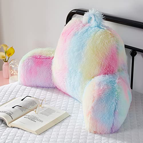 Jillche Bed Fluffy Fur Reading Pillow for Adults & Kids Unisize, Stylish College Essentials for Girl, Fuzzy Back Pillow for Sitting in Bed, Adorable Gift for Teens, Bed Rest Sit Up Arm Support Pillow - Image 2