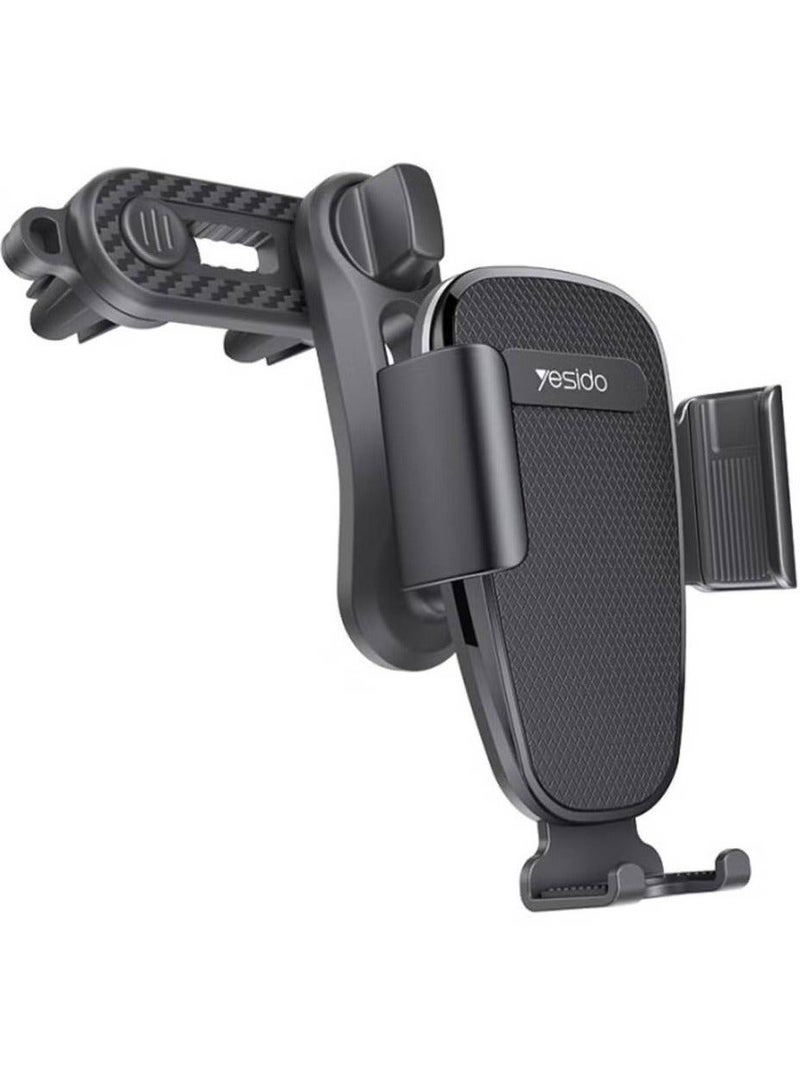 Yesido Dual Clip Car Phone Holder with 720° Rotation C105 Air Outlet Navigation Mount Black - Image 1