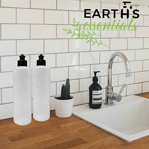 Earth's Essentials 2 Pack Refillable 16 Ounce HDPE Squeeze Bottles With Push/Pull Button Top Dispenser Caps-Great For Lotions, Shampoos, Conditioners and Massage Oils From Earth's Essentials (Black Cap) - Image 5