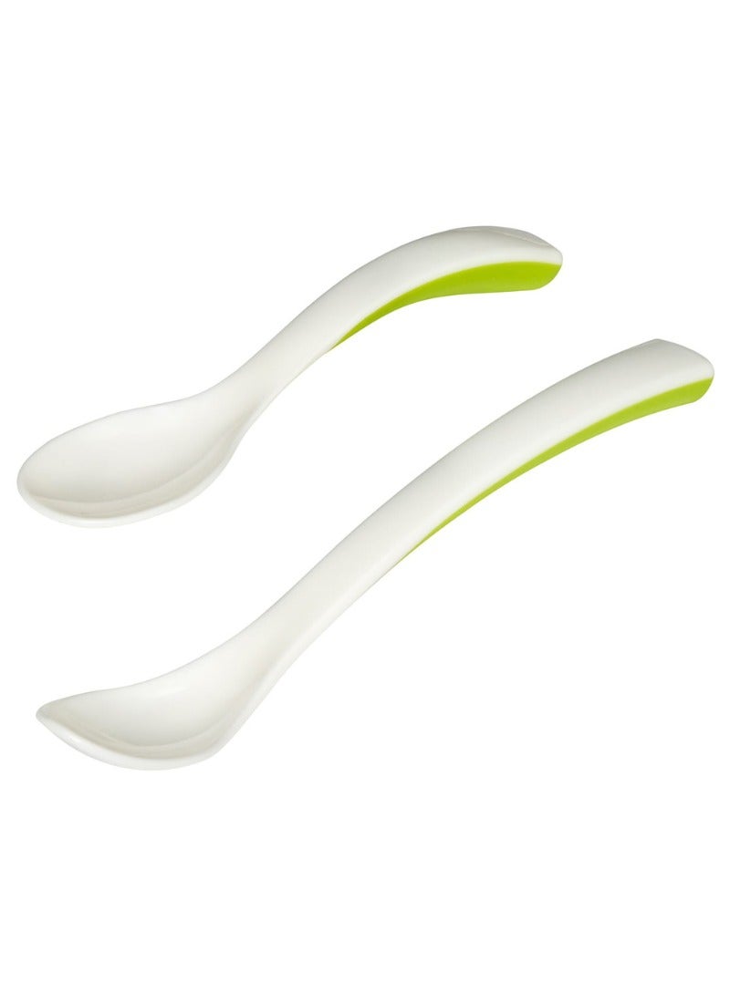 Borja Feeding Spoon and Baby Spoon, White/Green - Image 1