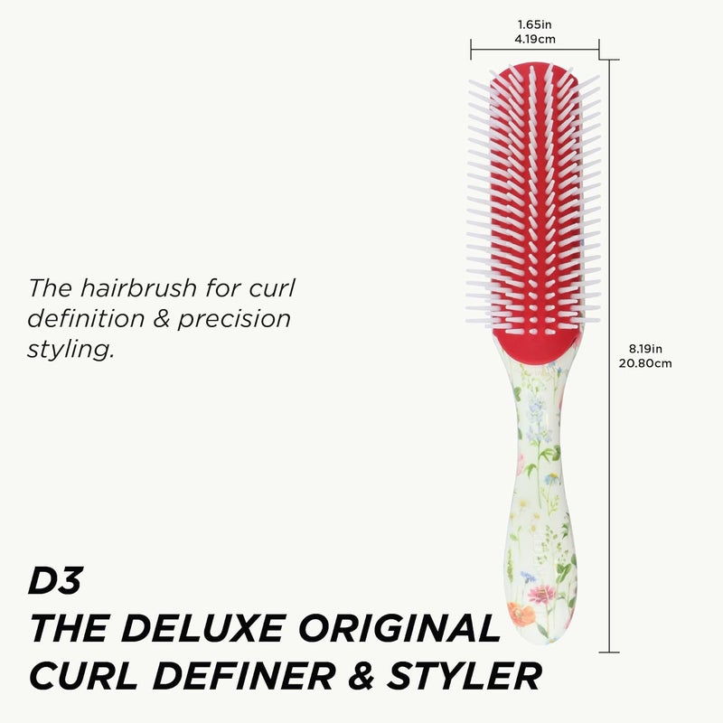 DENMAN D3 Curly HairBrush for Women & Men – 7 Row Detangling & Curl Defining Brush for Natural Curly, Coily, Wavy Hair – Styling Brush for Smooth Defined Curls, Floral Fantasy - Image 4