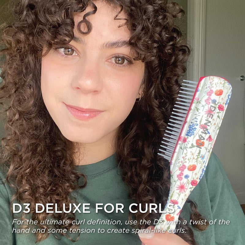 DENMAN D3 Curly HairBrush for Women & Men – 7 Row Detangling & Curl Defining Brush for Natural Curly, Coily, Wavy Hair – Styling Brush for Smooth Defined Curls, Floral Fantasy - Image 5