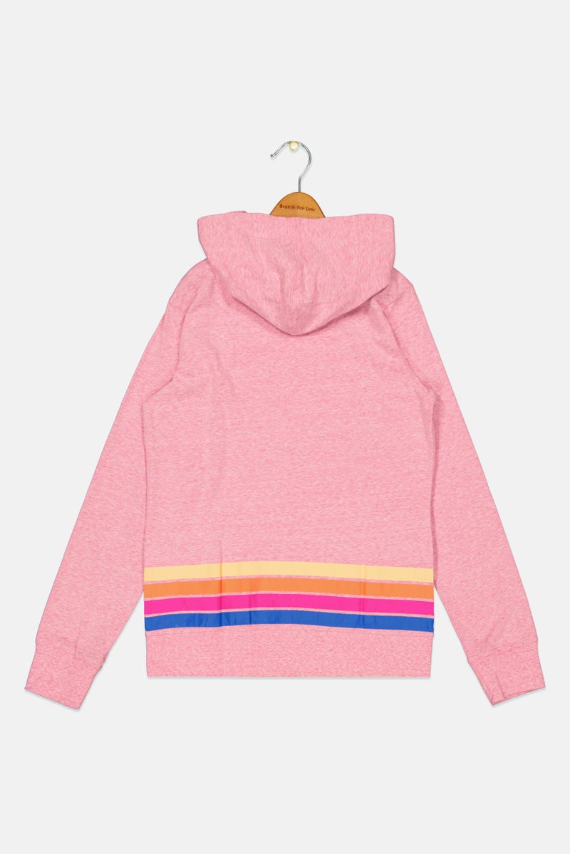 CONVERSE Kids Girl Sportswear Long Sleeve Outdoor Hooded Sweatshirt, Pink - Image 2