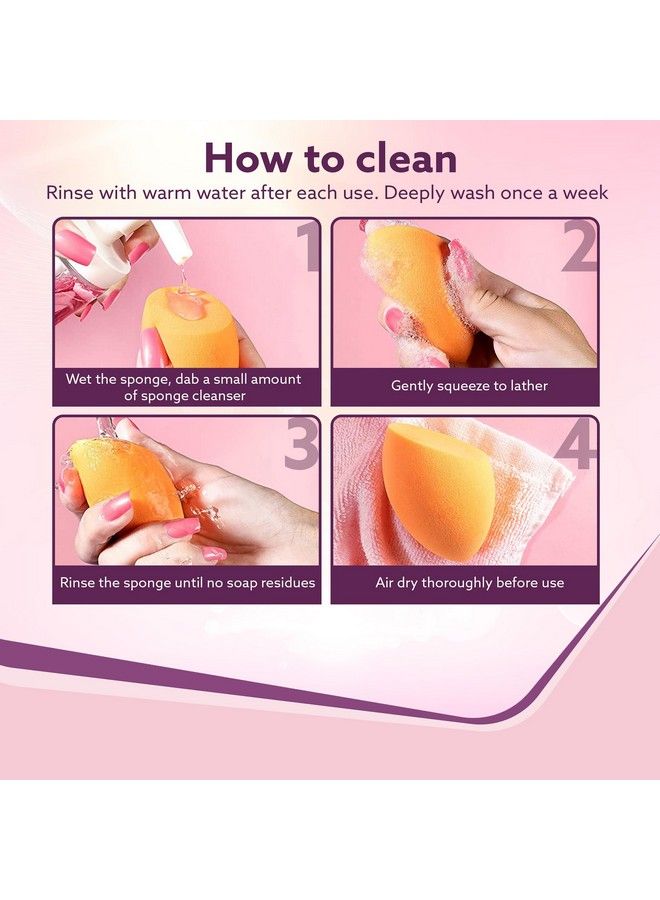 AGARO Complexion Sponge Make Up Sponge Set Foam Technology For Liquid Foundation Creams And Powder Latex Free Wet And Dry Makeup Set Of 2 Orange - Image 5