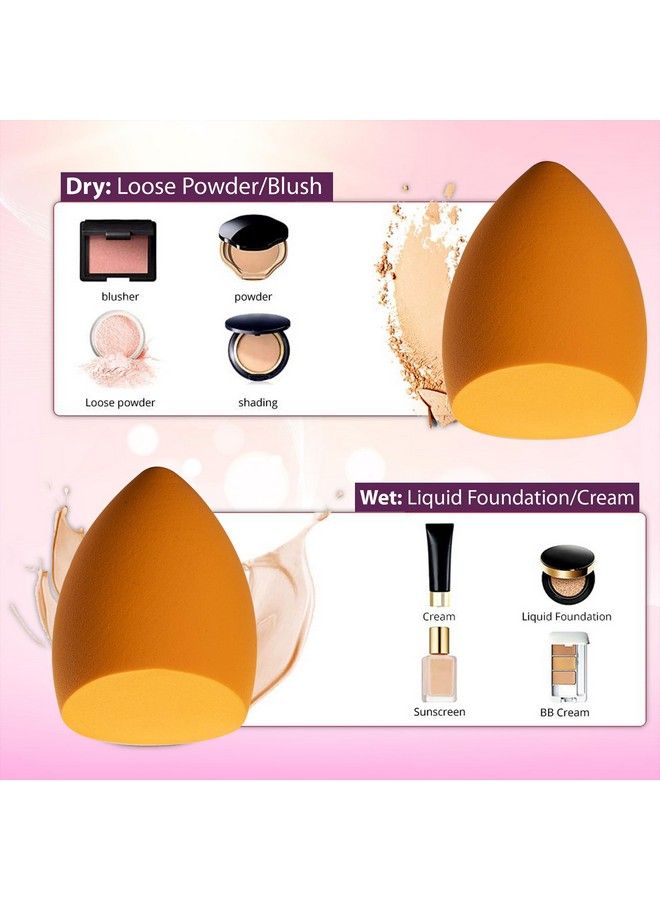 AGARO Complexion Sponge Make Up Sponge Set Foam Technology For Liquid Foundation Creams And Powder Latex Free Wet And Dry Makeup Set Of 2 Orange - Image 4