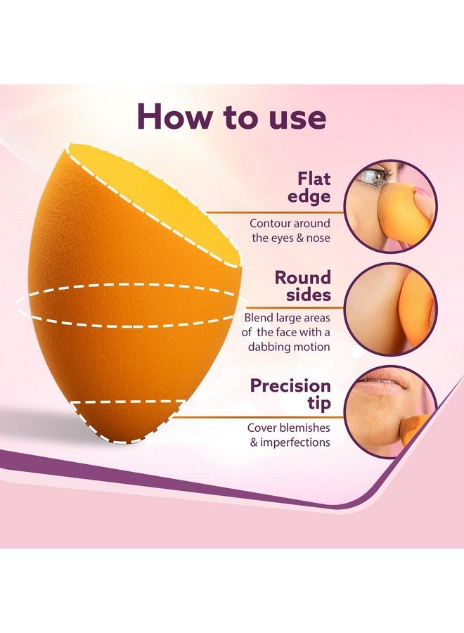 AGARO Complexion Sponge Make Up Sponge Set Foam Technology For Liquid Foundation Creams And Powder Latex Free Wet And Dry Makeup Set Of 2 Orange - Image 3