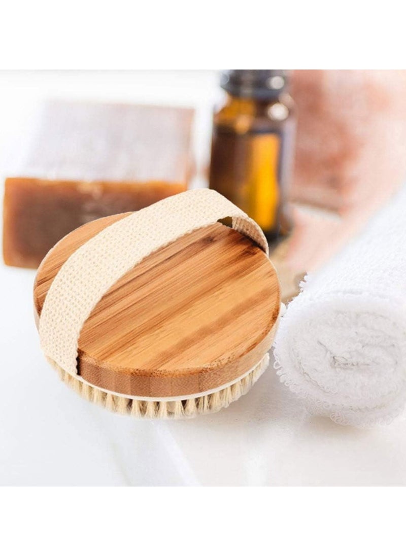 SHAYDX Dry and Bath Body Brush for Men & Women – Exfoliating Shower Brush with Soft Massage Nodules, Lymphatic Drainage & Cellulite Reduction, Wooden Round Scrubber (Brown)  - Image 3
