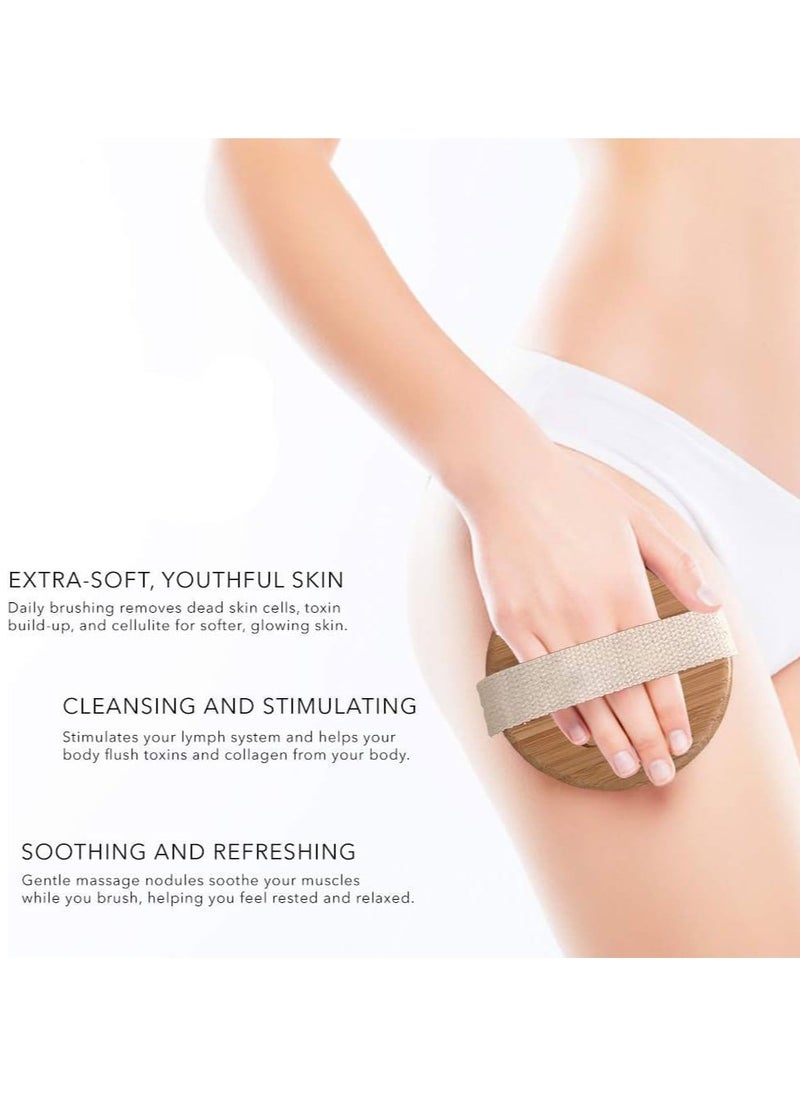 SHAYDX Body Bath Brush Scrubber for Men and Women – Gentle Dry & Wet Lymphatic Drainage and Exfoliating Shower Scrubber Brush, Cellulite-Cleansing, Round, Wooden (Brown)  - Image 4